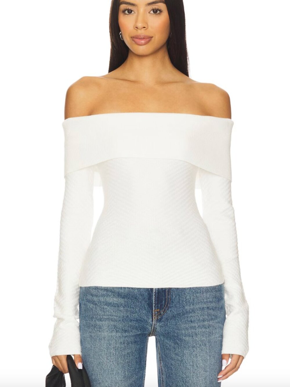 NEW Favorite Daughter Good Graces Top in Ivory White Long Sleeve Off Shoulder